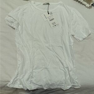white zara tee